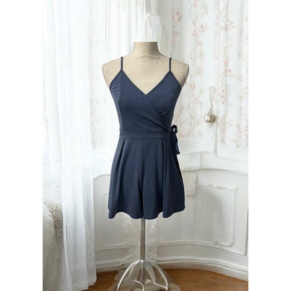 Vintage Abercrombie & Fitch Y2K Blue Faux Wrap Spaghetti Strap Romper Size S - Picture 1 of 10